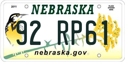 NE license plate 92RP61