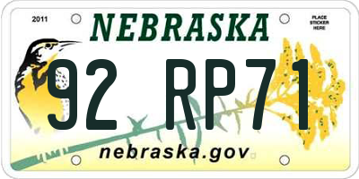 NE license plate 92RP71