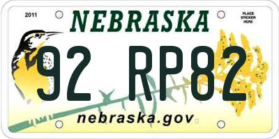 NE license plate 92RP82