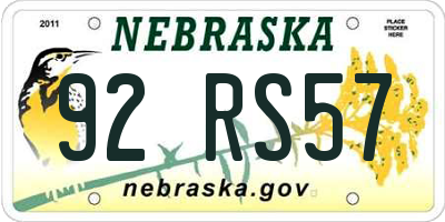 NE license plate 92RS57