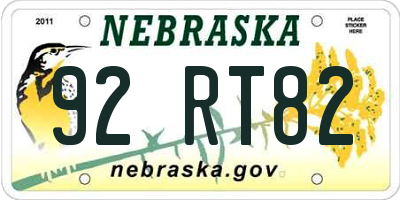 NE license plate 92RT82