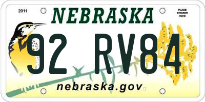 NE license plate 92RV84
