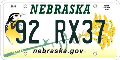 NE license plate 92RX37