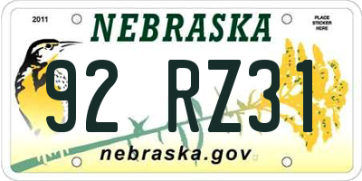NE license plate 92RZ31