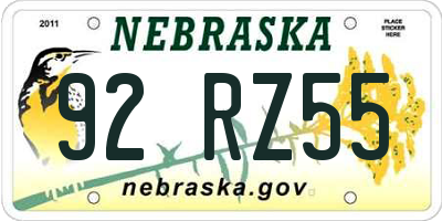 NE license plate 92RZ55