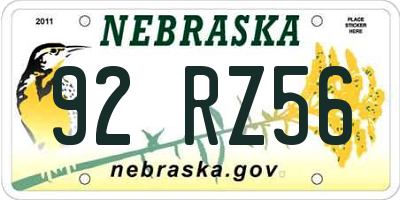 NE license plate 92RZ56