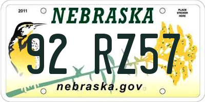 NE license plate 92RZ57