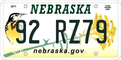 NE license plate 92RZ79