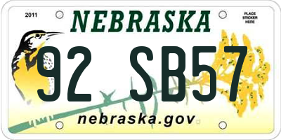 NE license plate 92SB57
