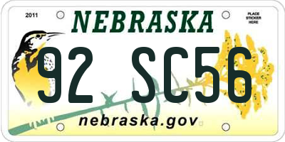 NE license plate 92SC56