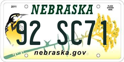 NE license plate 92SC71