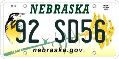 NE license plate 92SD56