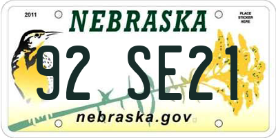 NE license plate 92SE21