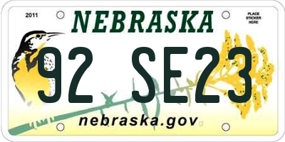 NE license plate 92SE23