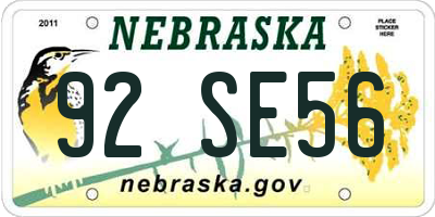 NE license plate 92SE56
