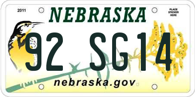 NE license plate 92SG14