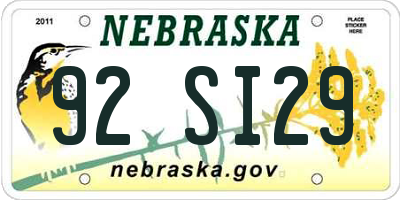 NE license plate 92SI29