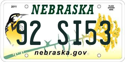 NE license plate 92SI53