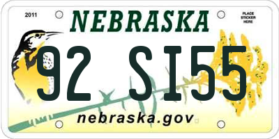 NE license plate 92SI55