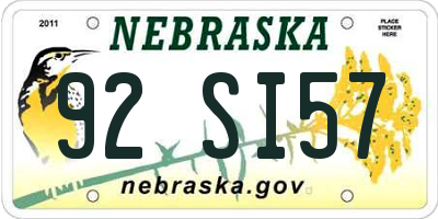 NE license plate 92SI57