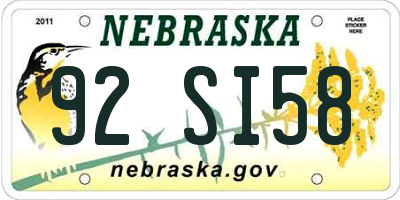 NE license plate 92SI58
