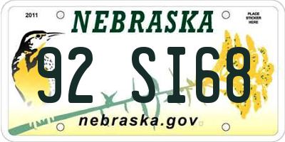 NE license plate 92SI68