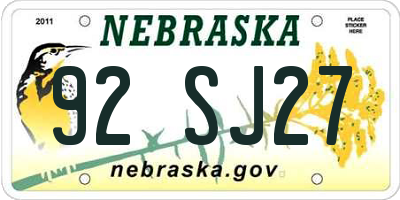NE license plate 92SJ27