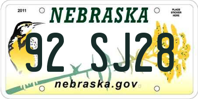 NE license plate 92SJ28
