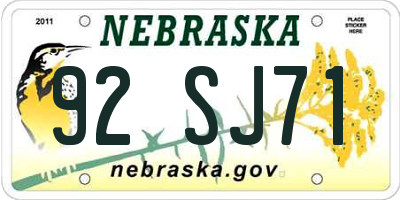 NE license plate 92SJ71