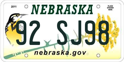NE license plate 92SJ98