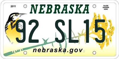 NE license plate 92SL15