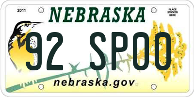 NE license plate 92SP00