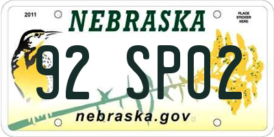 NE license plate 92SP02
