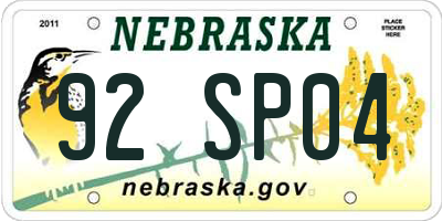 NE license plate 92SP04