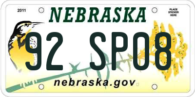NE license plate 92SP08