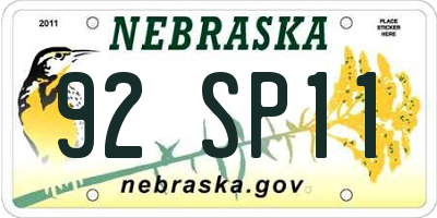 NE license plate 92SP11