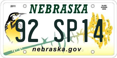 NE license plate 92SP14