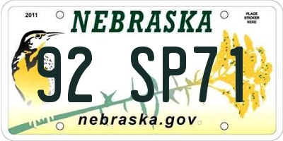 NE license plate 92SP71