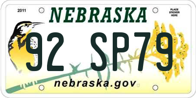 NE license plate 92SP79