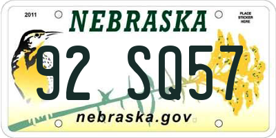 NE license plate 92SQ57