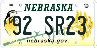 NE license plate 92SR23