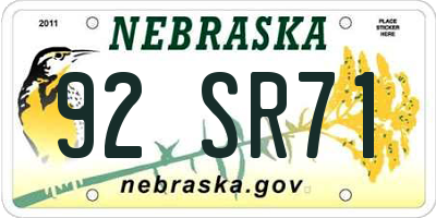 NE license plate 92SR71