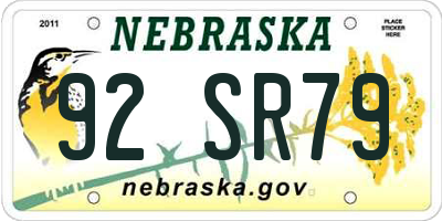 NE license plate 92SR79