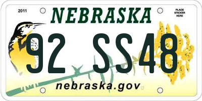 NE license plate 92SS48