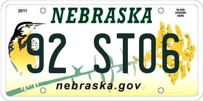 NE license plate 92ST06