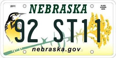 NE license plate 92ST11