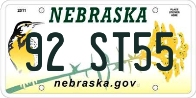 NE license plate 92ST55