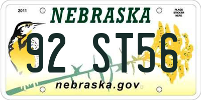 NE license plate 92ST56