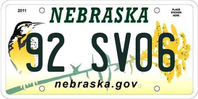 NE license plate 92SV06