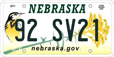 NE license plate 92SV21